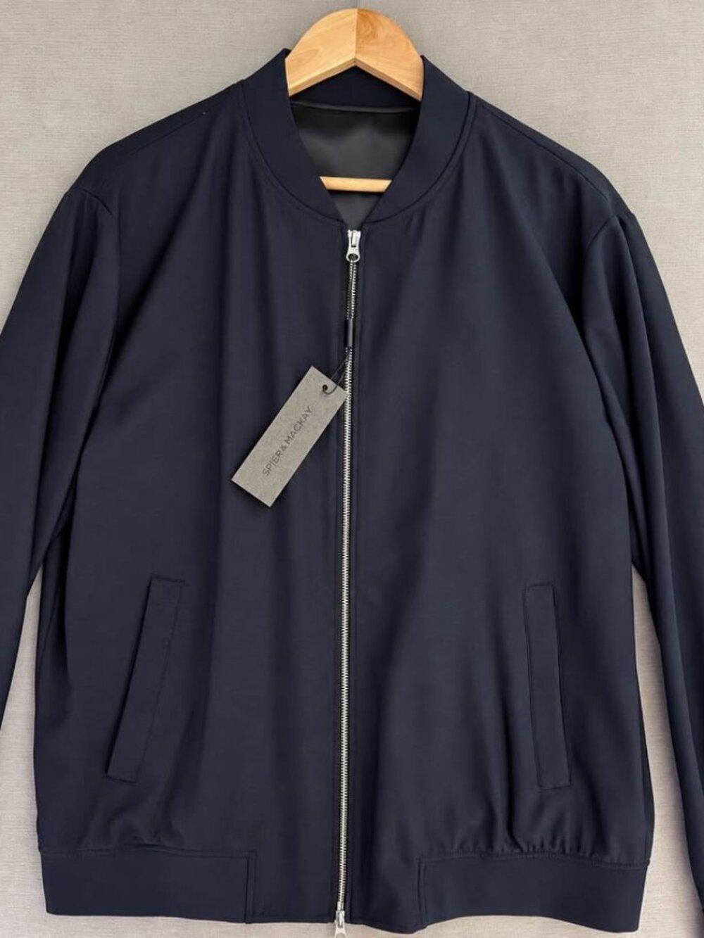Spier & Mackay 100% Wool Bomber Jacket – Navy Size Large (NWT)